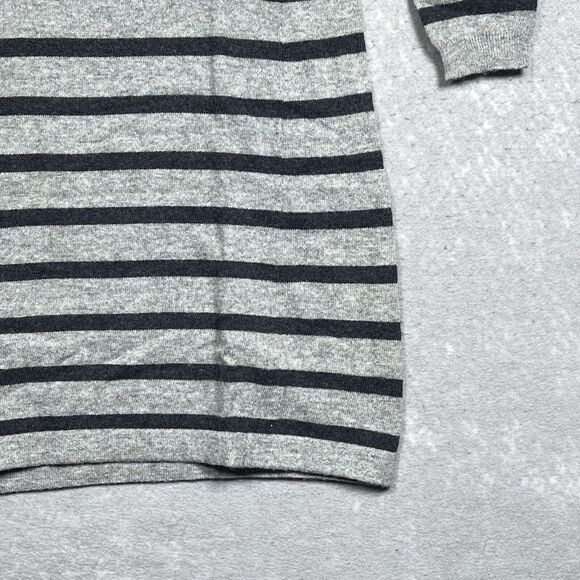 Banana Republic Dress Sweater S Gray Striped Italian Fabric Wool Blend Sweater - Picture 5 of 11